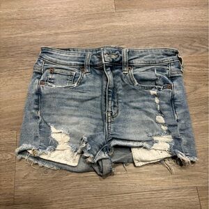 American Eagle Outfitters Blue Distressed Jean Shorts